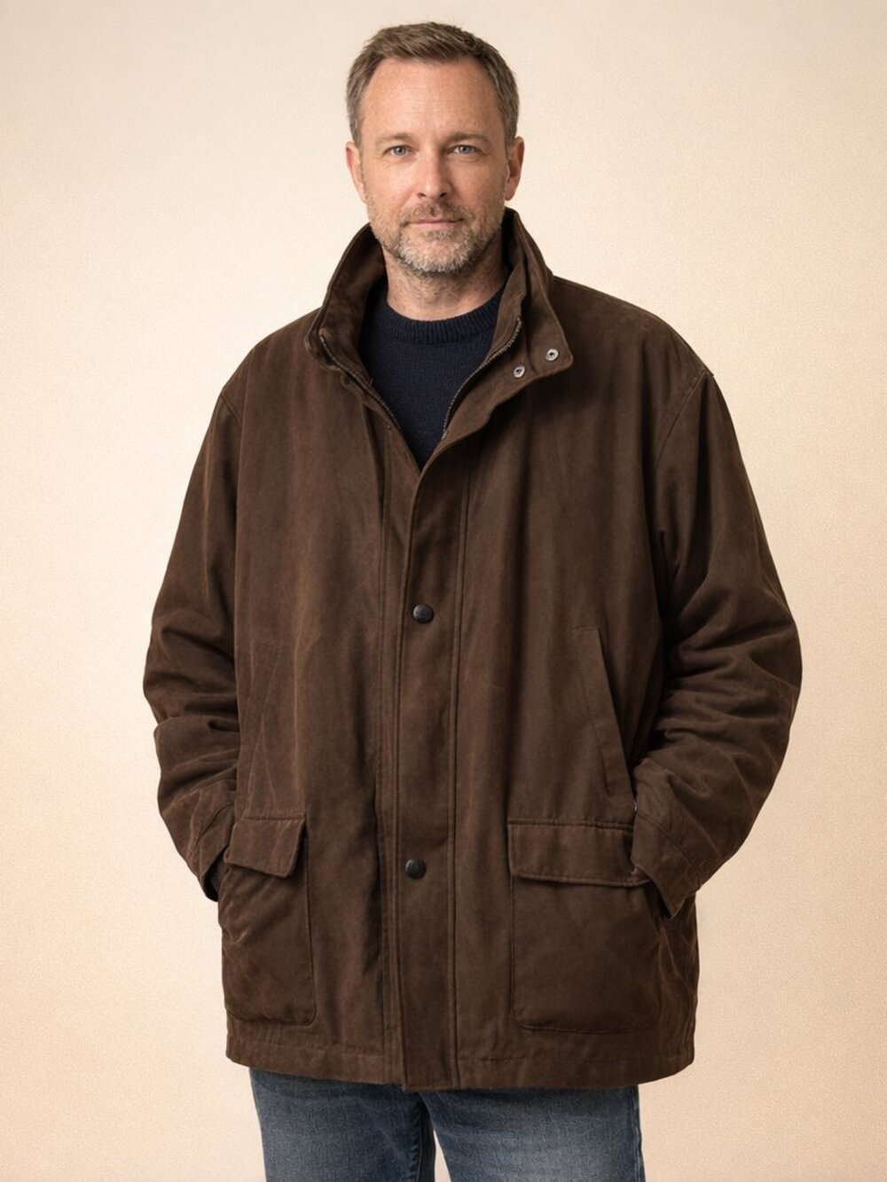 Jos. A. Bank Field Coat Size XL Brown Faux Suede
